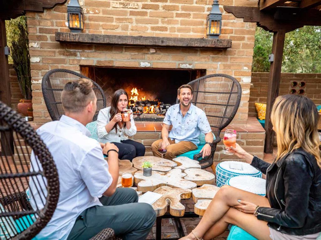 Friends Having Drinks Outside.