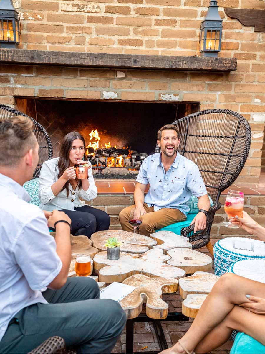 Friends Having Drinks Outside.