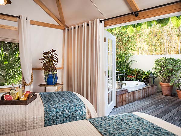 Spa Room With Outdoor Soaking Tub.