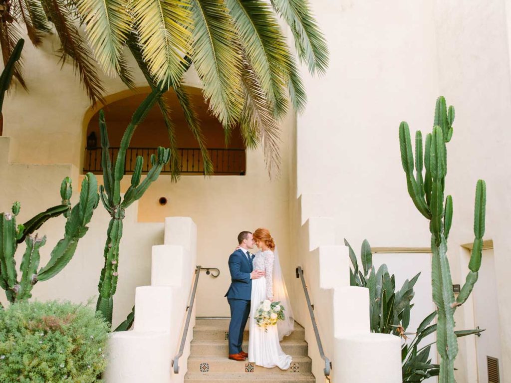 Bride And Groom On The Steps.