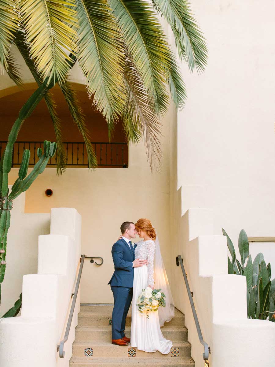 Bride And Groom On The Steps.